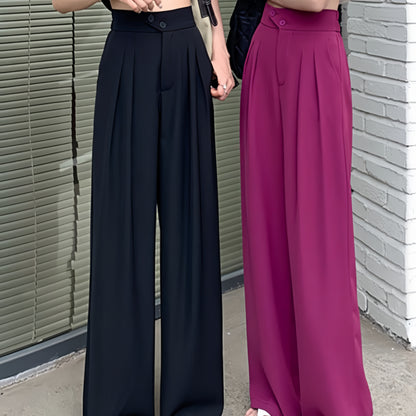 Damen Hose mit hohem Bund und weitem Bein | Gerader Schnitt