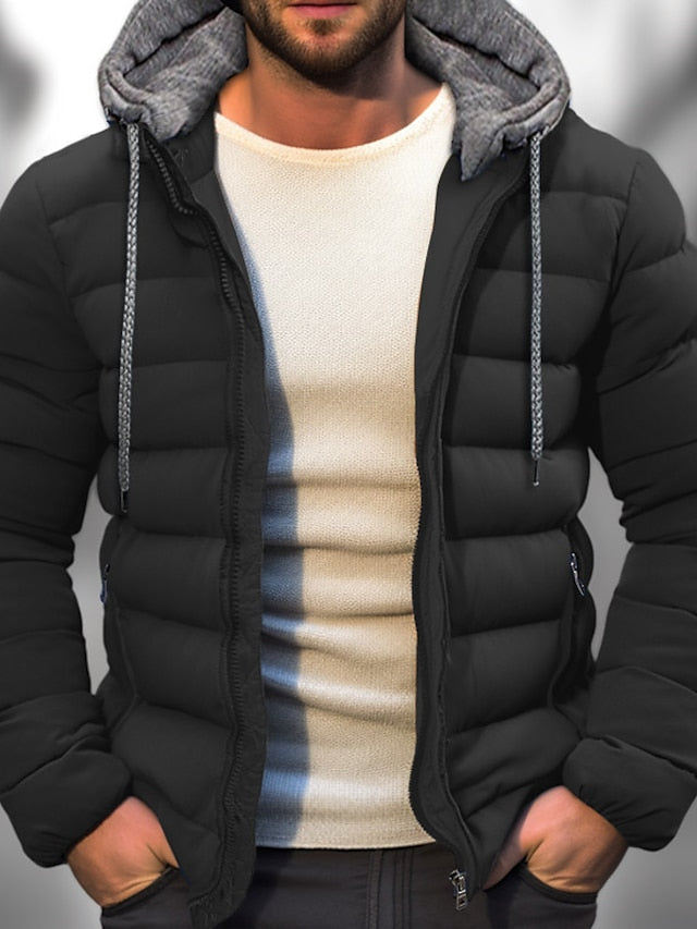 Herren gesteppte Jacke mit Kapuze | Reißverschluss