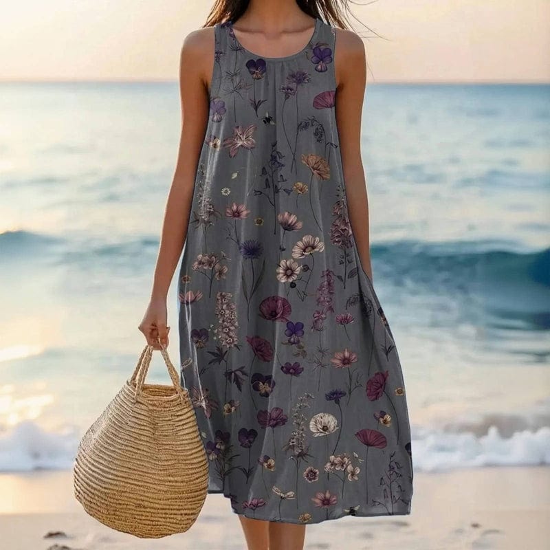 Damen-Blumenstrandkleid | Midi