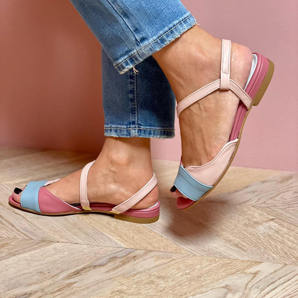 Damen Sandalen Color Block | Flach