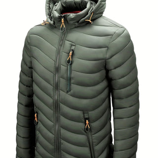 Męskie Zimowa Pikowana Kurtka | Z Kapturem i Zamkiem