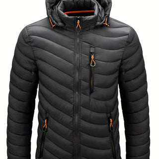 Męskie Zimowa Pikowana Kurtka | Z Kapturem i Zamkiem