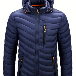 Męskie Zimowa Pikowana Kurtka | Z Kapturem i Zamkiem