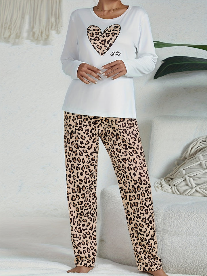 Damen Set Pyjama mit Leopardenmuster | Nachtwäsche und Hauskleidung