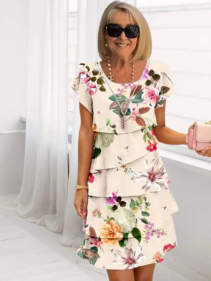 Vestido Feminino Floral em Camadas | Mini
