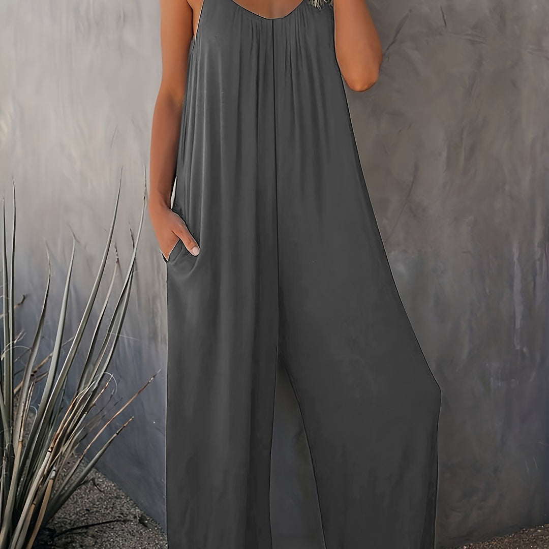 Women's Jumpsuit with Thin Straps | Wide Legs