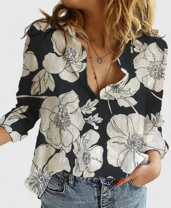 Women's Button-Up Blouse With Long Sleeves | Casual