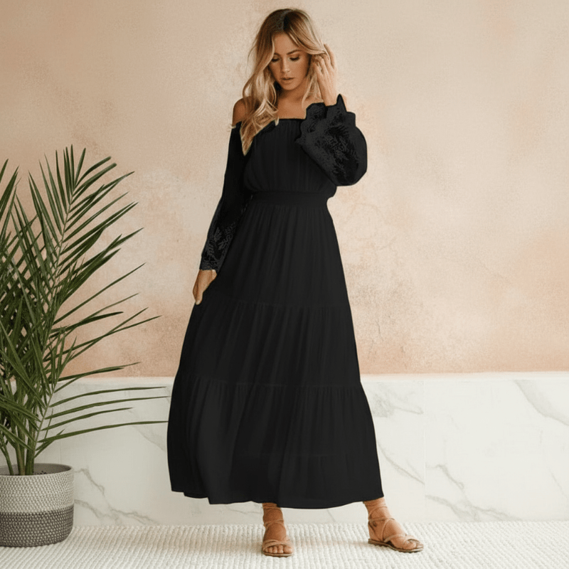 Damen Kleid Schulterfrei | Maxi