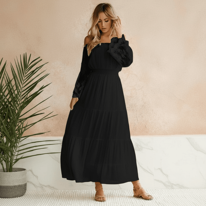 Damen Kleid Schulterfrei | Maxi