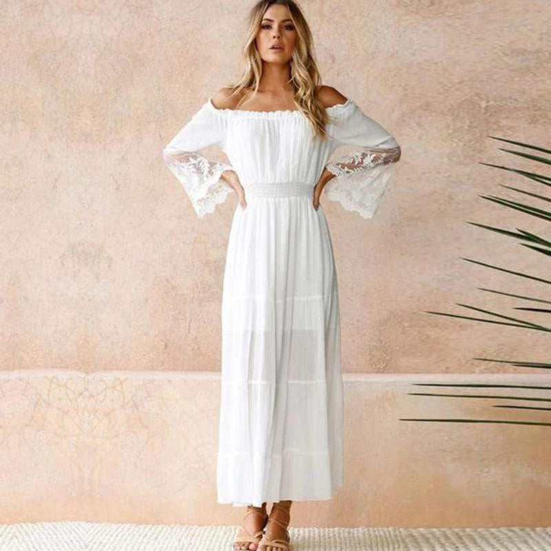 Damen Kleid Schulterfrei | Maxi