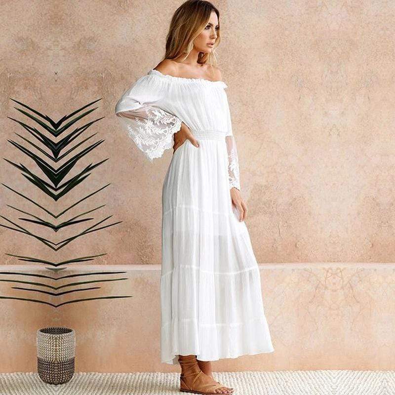 Damen Kleid Schulterfrei | Maxi