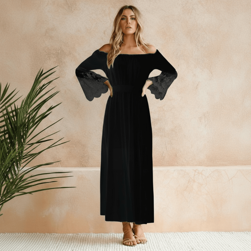 Damen Kleid Schulterfrei | Maxi