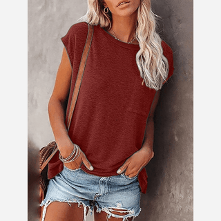 Damski T-shirt z Kieszenią | Krótki Rękaw
