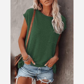 Damski T-shirt z Kieszenią | Krótki Rękaw