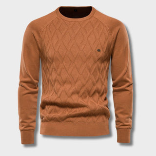 Męski sweter z dzianiny w romby | Okrągły dekolt