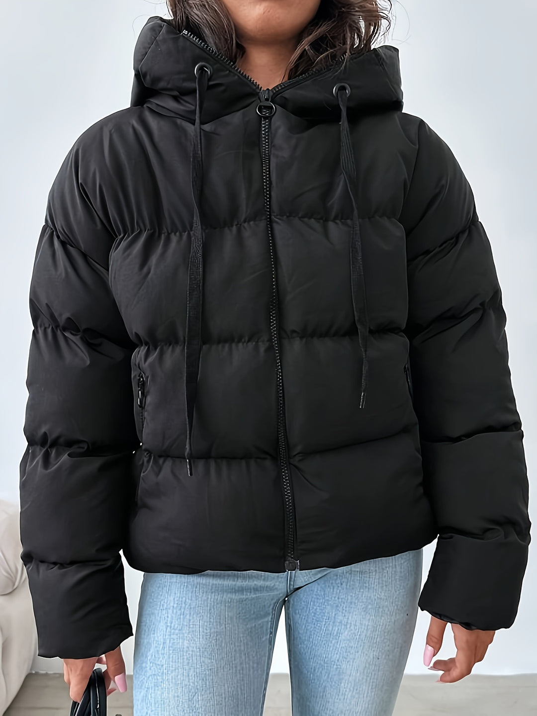 Damen Steppjacke Winter | Kapuze mit Reißverschluss