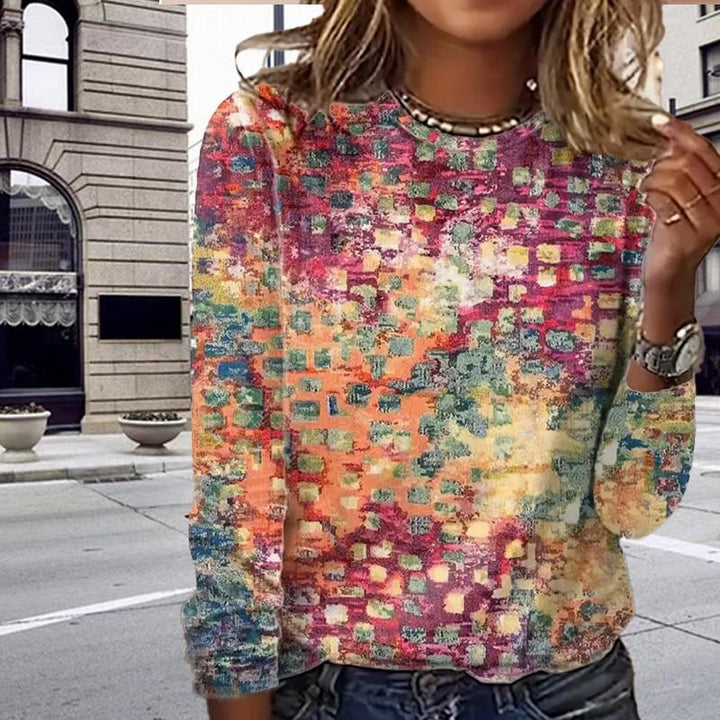 Damen Langarmshirt mit abstraktem Muster | Lässig