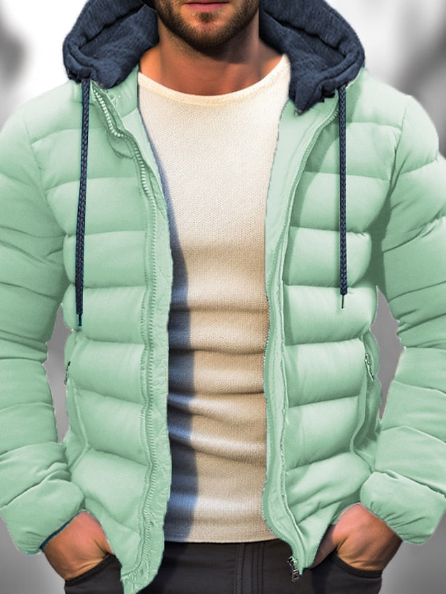 Herren gesteppte Jacke mit Kapuze | Reißverschluss