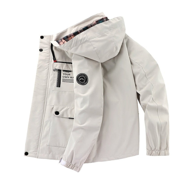 Herren Regenjacke mittlerer Länge | Mit Kapuze