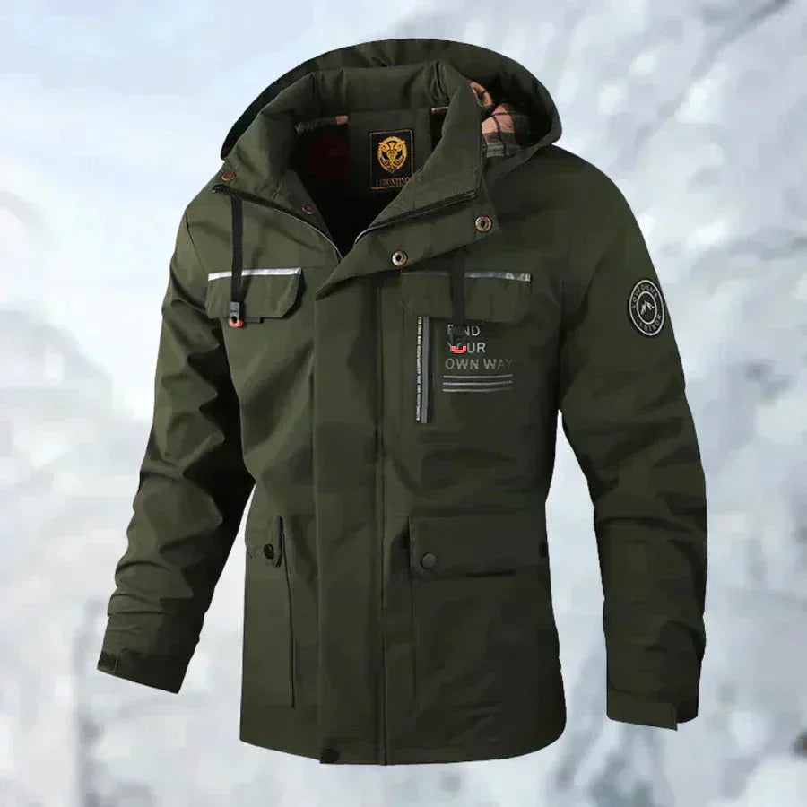 Herren Regenjacke mittlerer Länge | Mit Kapuze