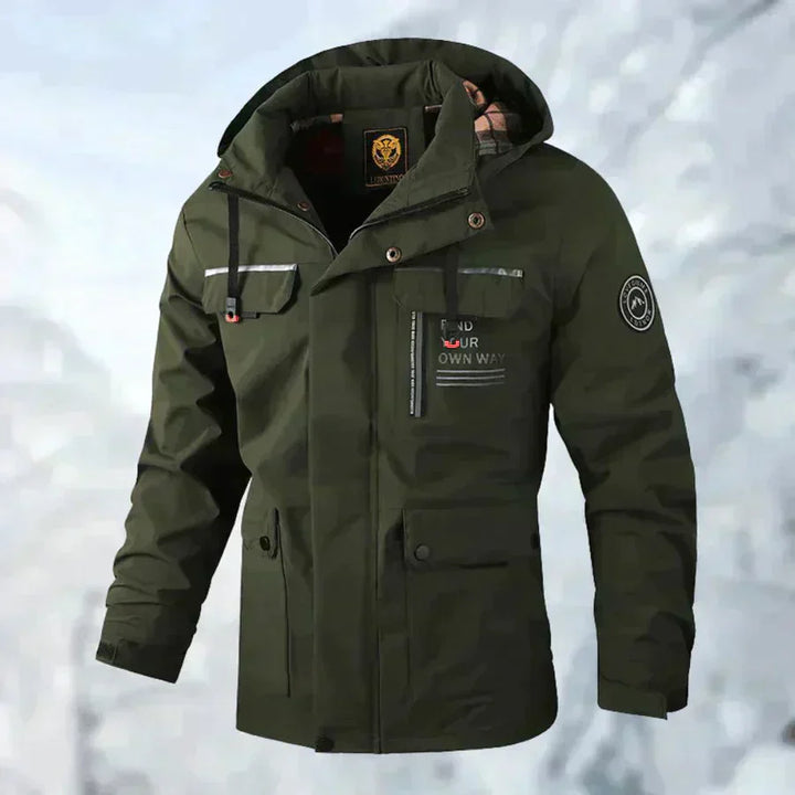 Herren Regenjacke mittlerer Länge | Mit Kapuze