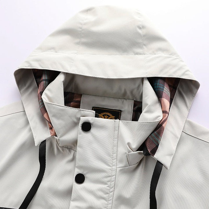 Herren Regenjacke mittlerer Länge | Mit Kapuze
