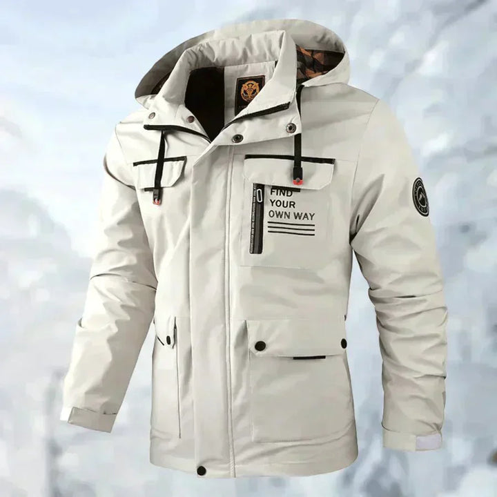 Herren Regenjacke mittlerer Länge | Mit Kapuze