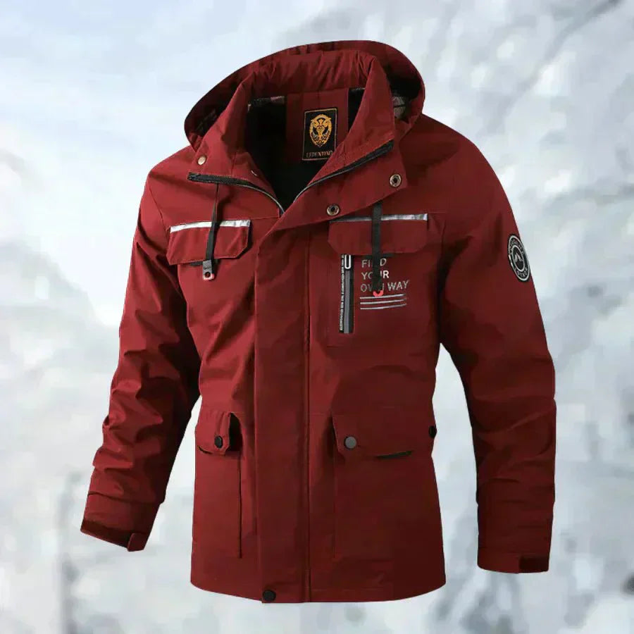 Herren Regenjacke mittlerer Länge | Mit Kapuze