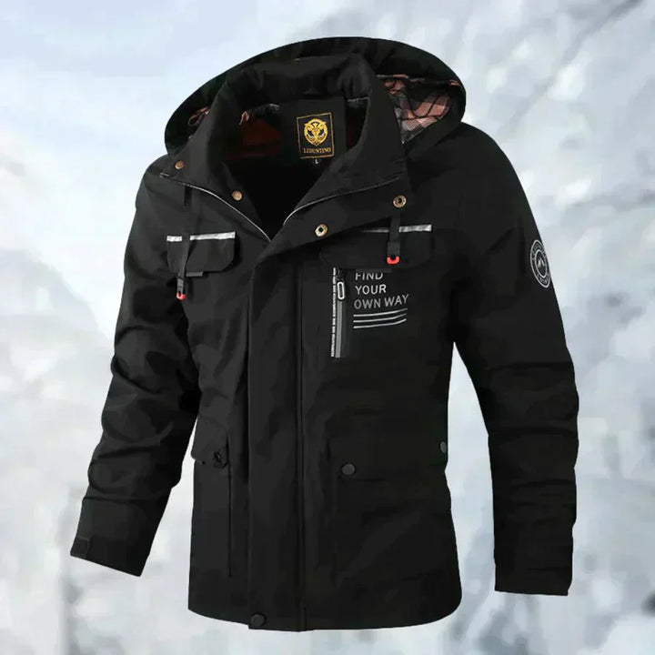 Herren Regenjacke mittlerer Länge | Mit Kapuze
