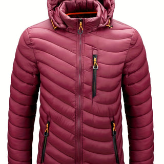 Męskie Zimowa Pikowana Kurtka | Z Kapturem i Zamkiem