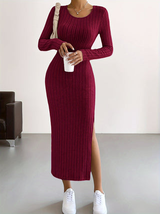 Damska Sukienka Z Długim Rękawem | Prążkowana Maxi