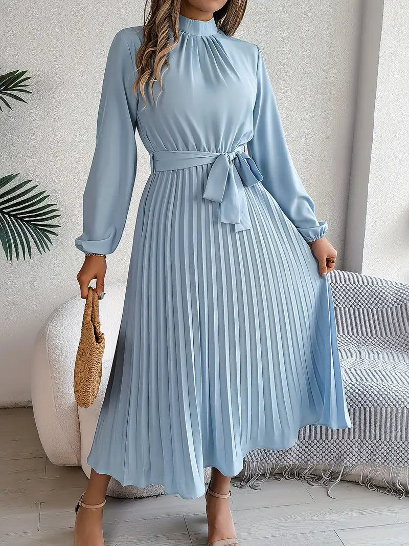 Damen Plissiertes Elegantes Kleid | Midi