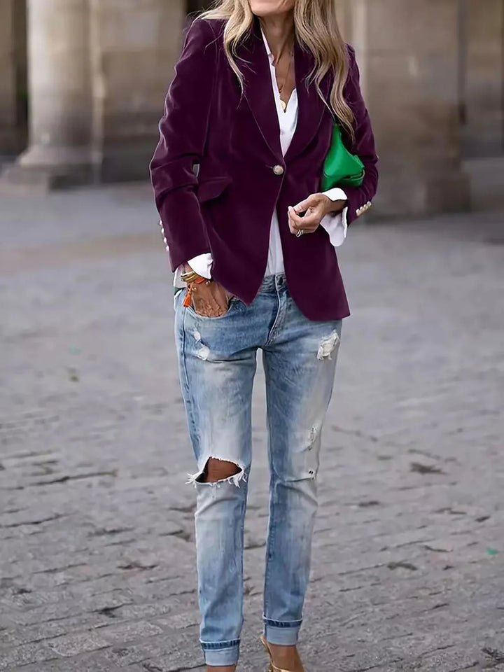 Women's Buttoned Blazer | Formal Fitted Cut