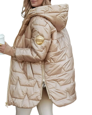 Damska Zimowa Pikowana Kurtka | Z Kapturem Długa