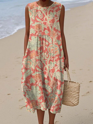 Damen Sommerkleid mit Blumenmuster | Midi