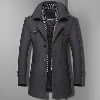 Męski Podwójnie Zapięty Płaszcz Zimowy | Slim Fit