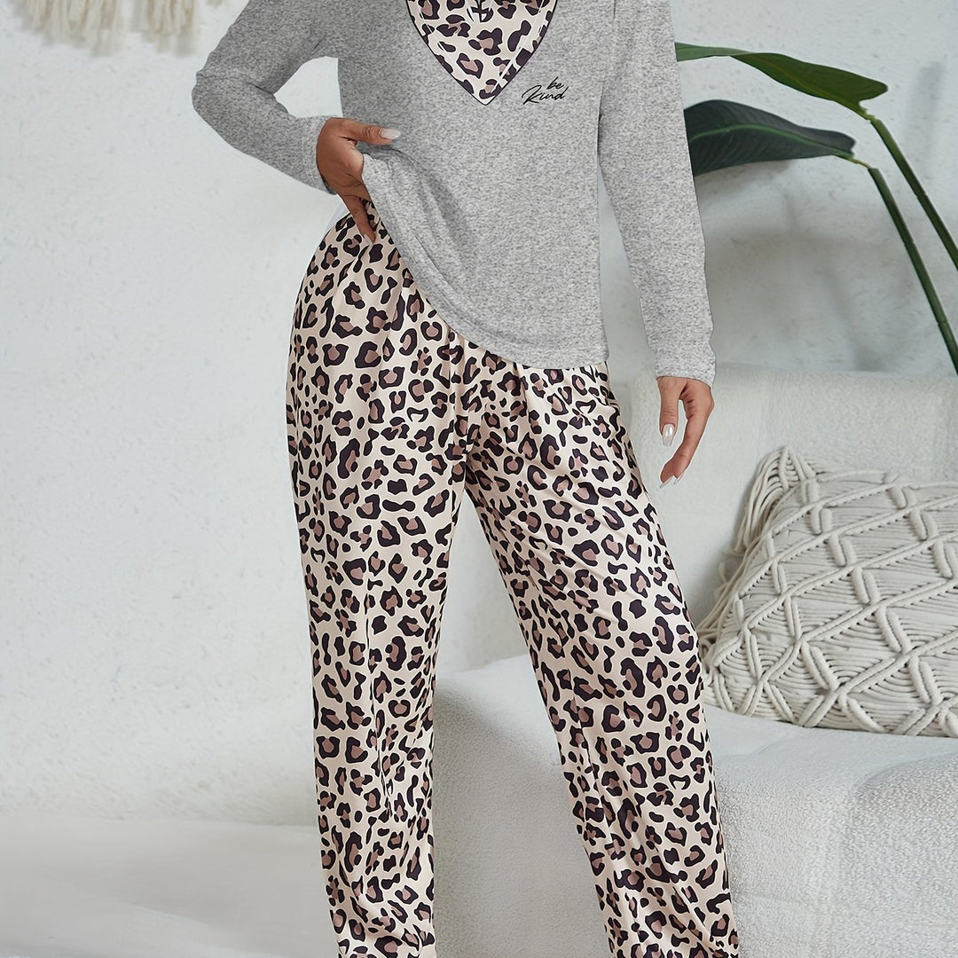 Damen Set Pyjama mit Leopardenmuster | Nachtwäsche und Hauskleidung