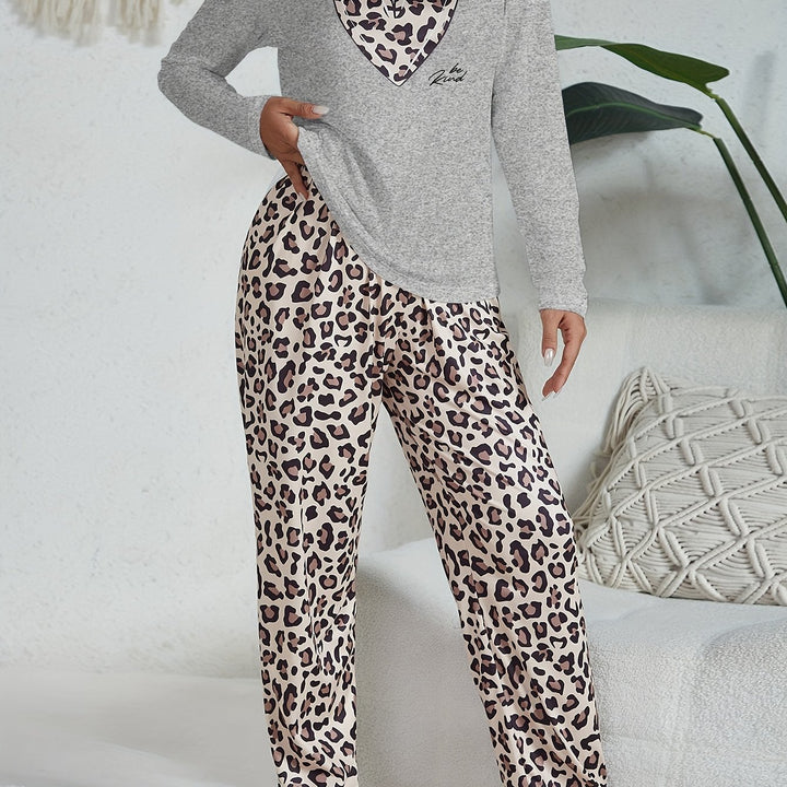 Damen Set Pyjama mit Leopardenmuster | Nachtwäsche und Hauskleidung