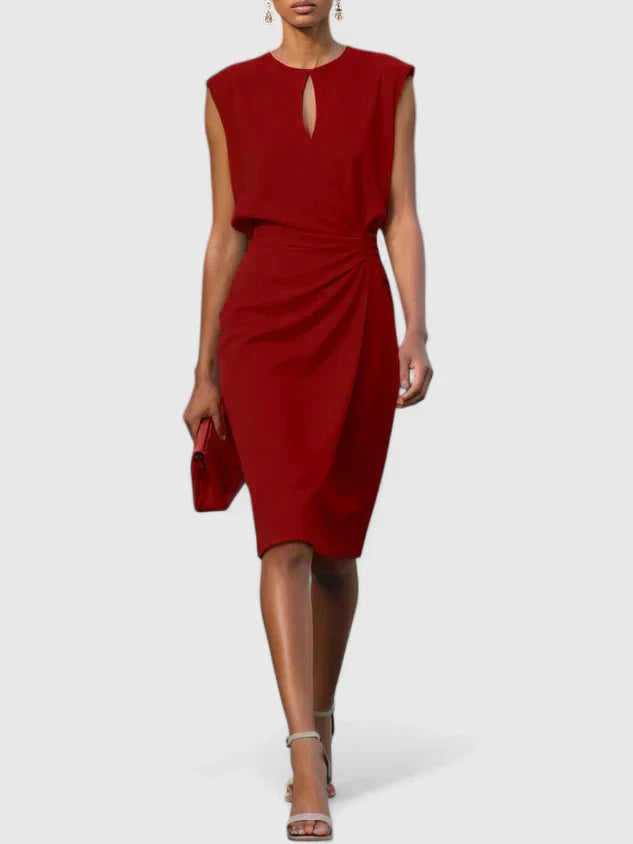 Damen gerafftes Abendkleid | Midi