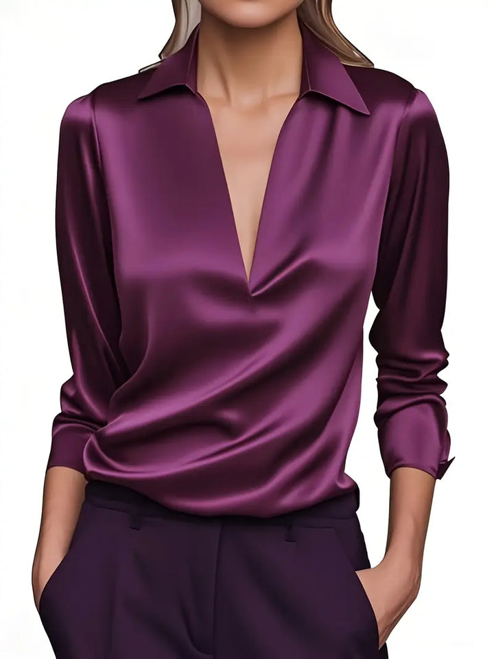 Damen Bluse mit langen Ärmeln | V-Ausschnitt