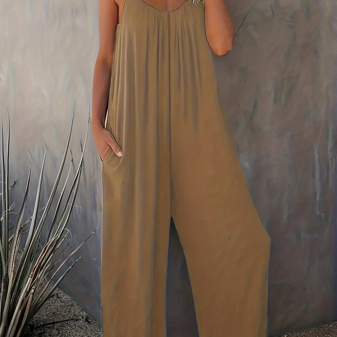 Women's Jumpsuit with Thin Straps | Wide Legs