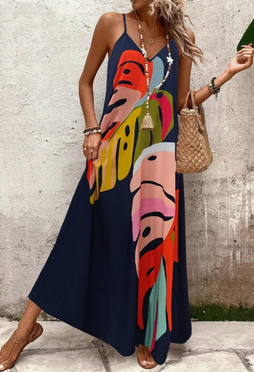 Vestido de Verão Feminino Abstrato | Maxi