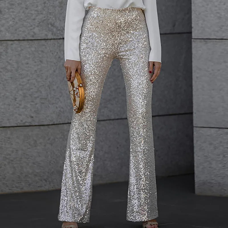 Women's Bell-Bottom Pants with Sequins | Party Clothes