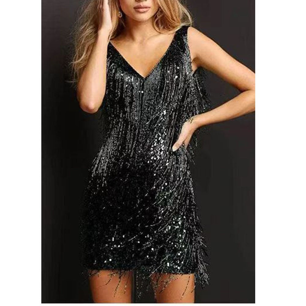 Damenparty-Kleid mit Fransen | Mini