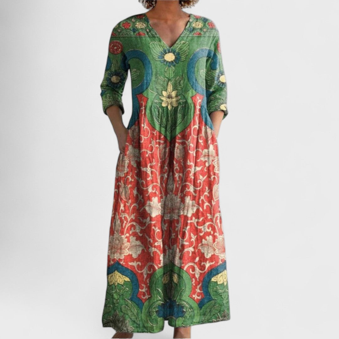 Damen Sommerkleid mit langen Ärmeln | Maxi