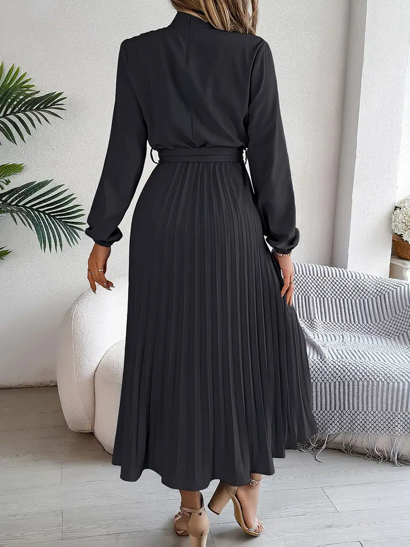 Damen Plissiertes Elegantes Kleid | Midi