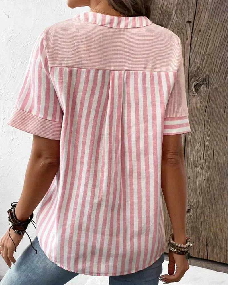 Damen Bluse mit Streifen | Knöpfe