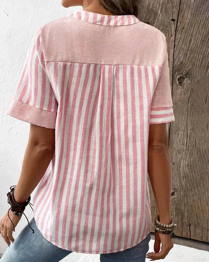 Damen Bluse mit Streifen | Knöpfe