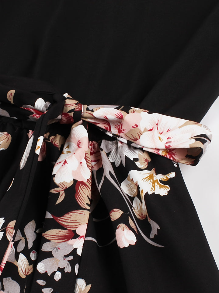 Damen Blumen-Maxikleid | Lange Ärmel