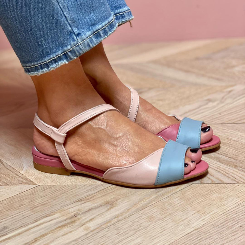 Damen Sandalen Color Block | Flach